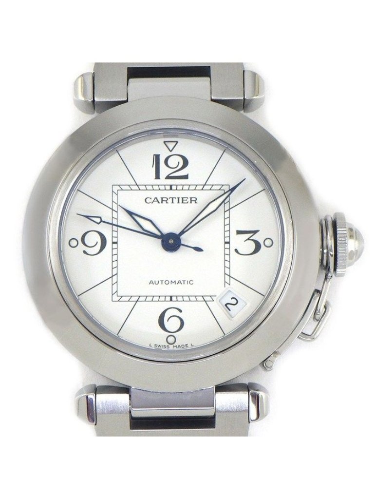 Cartier Watch Pasha C White Dial Date Luminous Index Hands Ss Automatic Winding